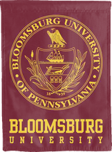 Load image into Gallery viewer, bloomsburg university seal double sided house flag for college dorm decor