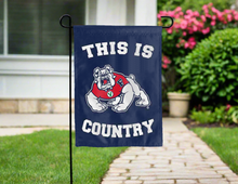 Load image into Gallery viewer, blue double sided garden flag with this is fresno state bulldogs country logo for yard decor