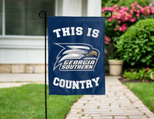 Load image into Gallery viewer, blue double sided garden flag with this is georgia southern university country logo for yard decor