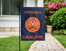Load image into Gallery viewer, blue garden flag with virginia basketball logo for yard decor