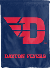 Load image into Gallery viewer, blue university of dayton flyers double sided house flag for college dorm decor