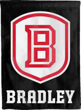 Load image into Gallery viewer, black bradley university double sided house flag for college dorm decor