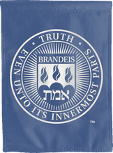 Load image into Gallery viewer, blue brandeis university seal double sided house flag for game day decor