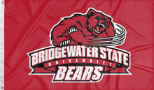 Load image into Gallery viewer, red bridgewater state university bears flag for college dorm decor