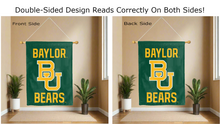 Load image into Gallery viewer, bu baylor bears logo reading correctly on both sides of green double sided house flag