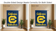 Load image into Gallery viewer, california golden bears logo reading correctly on both sides of blue uc berkeley double sided house flag