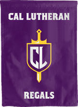 Load image into Gallery viewer, purple california lutheran university regals double sided house flag for game day decor