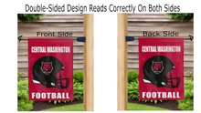 Load image into Gallery viewer, central washington football logo reading correctly on both sides of garden flag