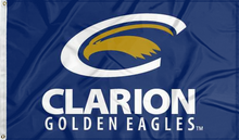 Load image into Gallery viewer, blue clarion golden eagles flag for college dorm decor