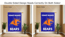 Load image into Gallery viewer, coast guard bears logo reading correctly on both sides of blue double sided house flag