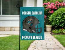 Load image into Gallery viewer, coastal carolina football garden flag hung outside for yard decor