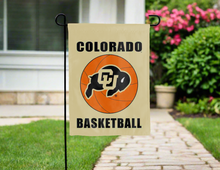 Load image into Gallery viewer, gold colorado buffaloes basketball double sided garden flag for yard decor