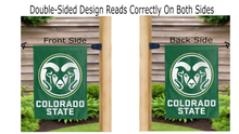 Load image into Gallery viewer, colorado state university logo reading correctly on both sides of garden flag