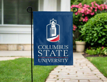 Load image into Gallery viewer, blue columbus state university double sided garden flag for yard decor