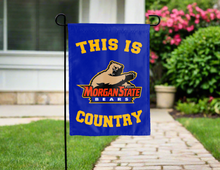 Load image into Gallery viewer, blue garden flag with this is morgan state bears country logo for yard decor