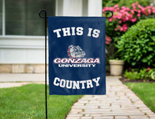 Load image into Gallery viewer, blue double sided garden flag with this is gonzaga university country logo for yard decor