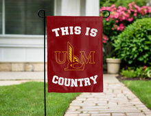 Load image into Gallery viewer, double sided garden flag with this is ulm country logo for yard decor