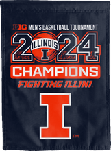 Load image into Gallery viewer, double sided house flag with Illinois Men's basketball Big ten champions logo for man cave decor