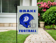 Load image into Gallery viewer, drake football double sided garden flag hung outside for yard decor