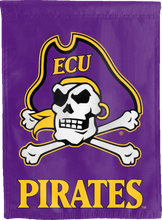 Load image into Gallery viewer, purple ecu pirates double sided house flag for man cave decor
