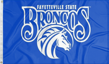 Load image into Gallery viewer, blue fayetteville state university broncos flag for college dorm decor