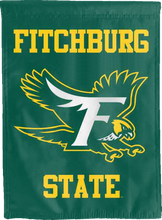 Load image into Gallery viewer, green fitchburg state university double sided house flag for game day decor