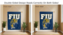 Load image into Gallery viewer, fiu panthers logo reading correctly on both sides of blue double sided house flag