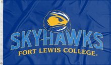 Load image into Gallery viewer, blue fort lewis college skyhawks flag for college dorm decor