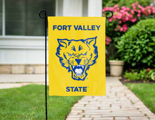 Load image into Gallery viewer, gold fort valley state university double sided garden flag for yard decor