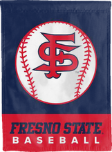 Load image into Gallery viewer, blue and red fresno state baseball house flag for game day decor