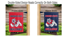 Load image into Gallery viewer, fresno state bulldogs logo reading correctly on both sides of red and blue double sided garden flag