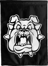 Load image into Gallery viewer, black fresno state university double sided house flag with bulldog head logo for game day decor