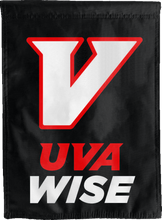 Load image into Gallery viewer, front side of double sided house flag with uva wise logo for man cave decor
