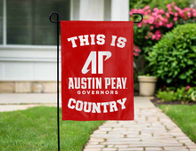 Load image into Gallery viewer, red garden flag with this is austin peay governors country logo for yard decor