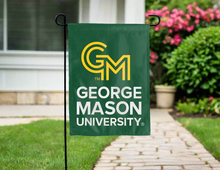 Load image into Gallery viewer, green george mason university double sided garden flag for yard decor