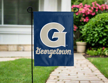 Load image into Gallery viewer, blue georgetown university double sided garden flag hung for yard decor