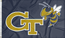 Load image into Gallery viewer, navy georgia tech yellow jackets 3x5 flag for college dorm decor