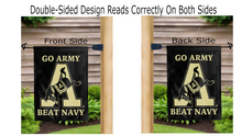 Load image into Gallery viewer, go army beat navy logo reading correctly on both sides of garden flag