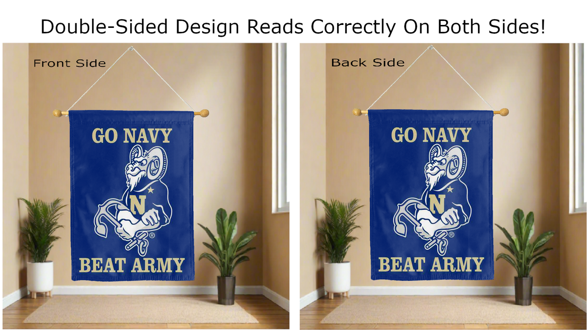GO NAVY BEAT ARMY 缶バッジ　直径約75㎜ Naval Academy - Go Navy Beat Army Double Sided House Flag – A to Z