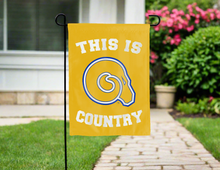 Load image into Gallery viewer, gold double sided garden flag with this is albany state golden rams country logo for yard decor