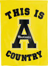 Load image into Gallery viewer, gold double sided house flag with this is appalachian state country logo for man cave decor