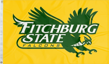 Load image into Gallery viewer, gold fitchburg state university falcons flag for college dorm decor