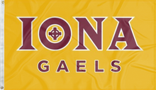 Load image into Gallery viewer, gold iona college gaels flag for college dorm decor