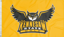 Load image into Gallery viewer, gold kennesaw state owls flag for college dorm decor