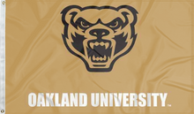 Load image into Gallery viewer, gold oakland university grizzlies flag for college dorm decor