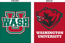 Load image into Gallery viewer, green and red washington university in st louis double sided house flag for man cave decor