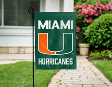 Load image into Gallery viewer, green university of miami double sided garden flag for yard decor