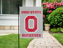 Load image into Gallery viewer, grey ohio state buckeyes double sided garden flag for yard decor