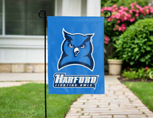 Load image into Gallery viewer, blue harford fighting owls double sided garden flag for yard decor