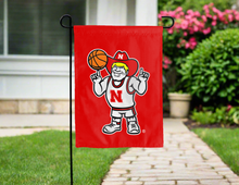 Load image into Gallery viewer, red herbie husker basketball garden flag for yard decor